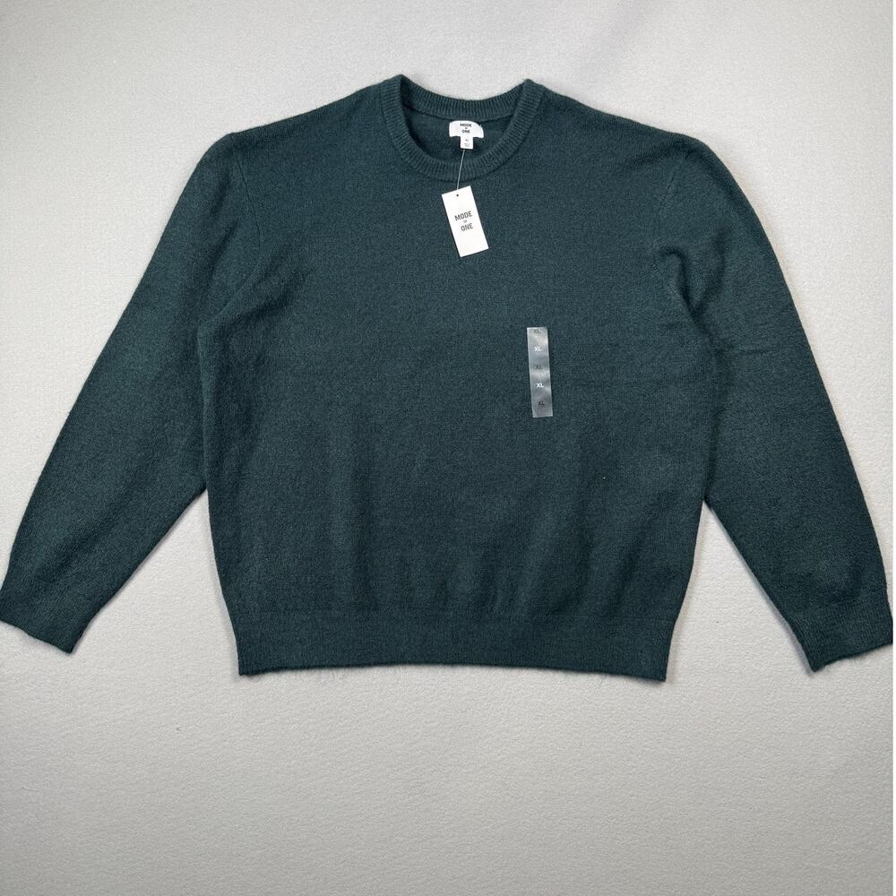 Mode of One Men's Ribbed Trim Knit Pullover Sweater Deep Malachite XL $69